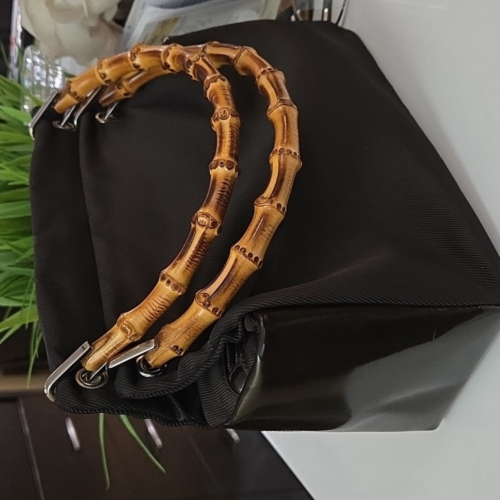 Gucci Brown Bamboo Handles Handbag And Wallet